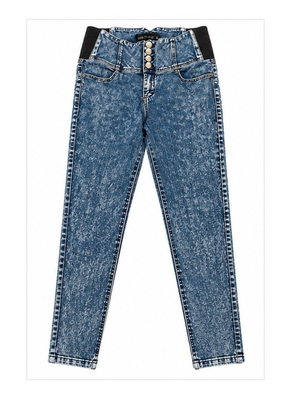 Fashion to Figure High-Waist Acid Wash Blue Skinny Jeans with Button Fly